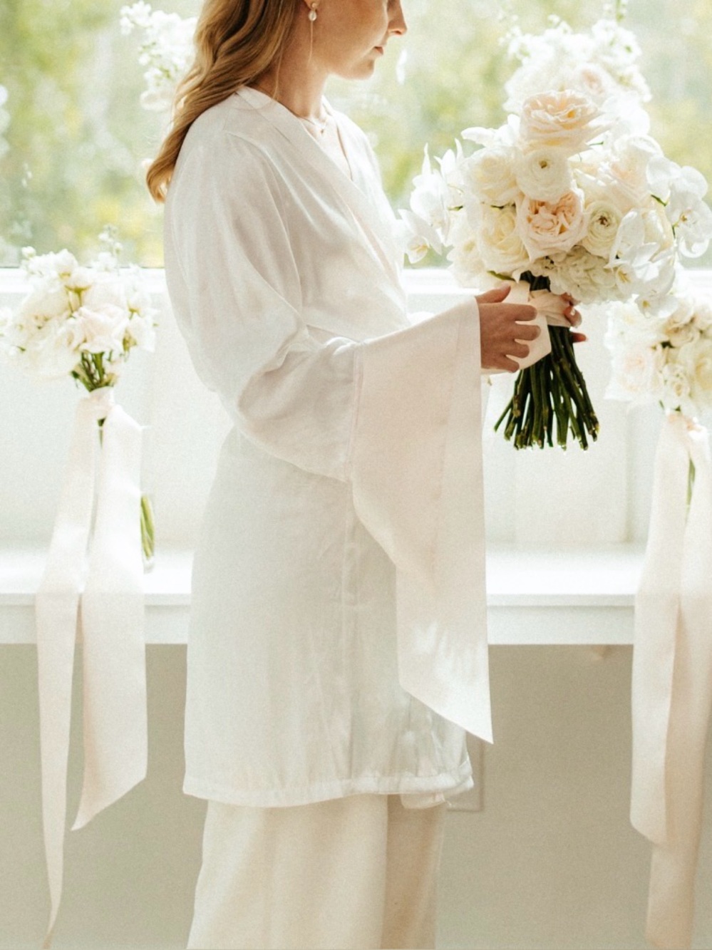 Silk bridal wrap robe